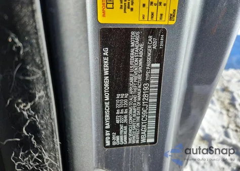 2012 BMW 335 I Sulev z USA, uszkodzony, nr VIN WBADX1C59CJ128193